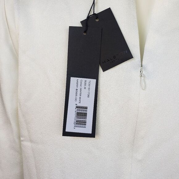 Halston Heritage Satin Wrap Effect Gown Off-white - Picture 13 of 16